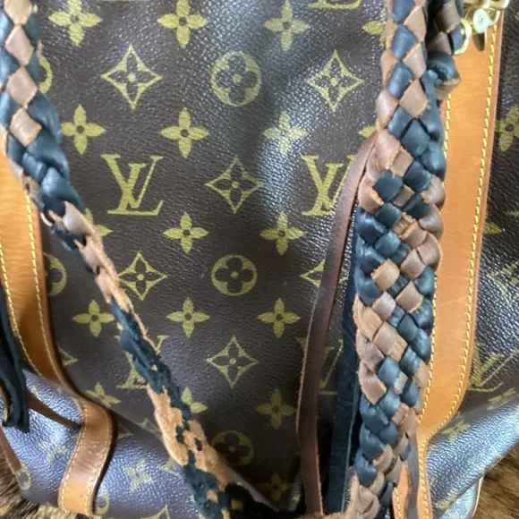 Vintage Louis Vuitton Revamped Shopping SacTote Handbag Turquoise Braided Straps - Picture 12 of 16